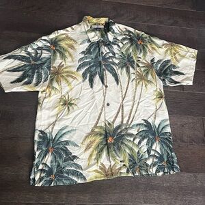 Tommy Bahama Men Hawaiian Shirt Coconut Palms 100% Silk  XL Vintage